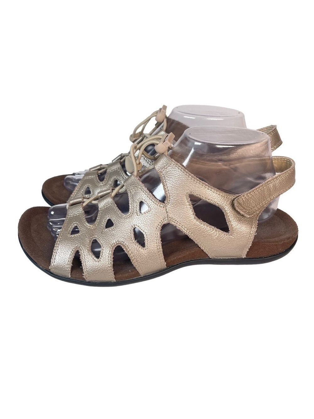 ABEO Gold Metallic Gladiator Sandals Bio System Hook Loop Comfort Women 9.5 - Picture 8 of 16